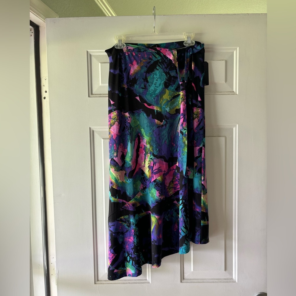 CLARA SUNWOO - Asymmetrical Tie Skirt - Neon Splash